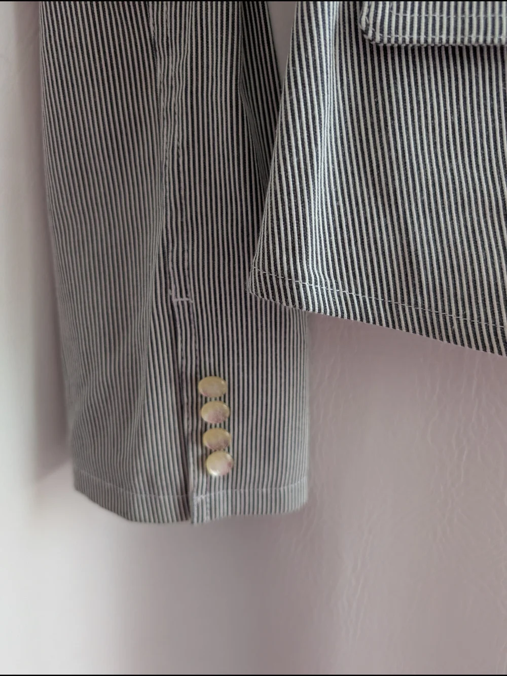 Ralph Lauren Cotton Gray White Pinstripe Tailored Women's Blazer - S